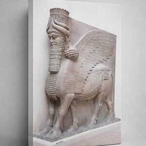 Assyrian Winged Bull Wall Art Canvas – Ancient Mesopotamian Style Decor